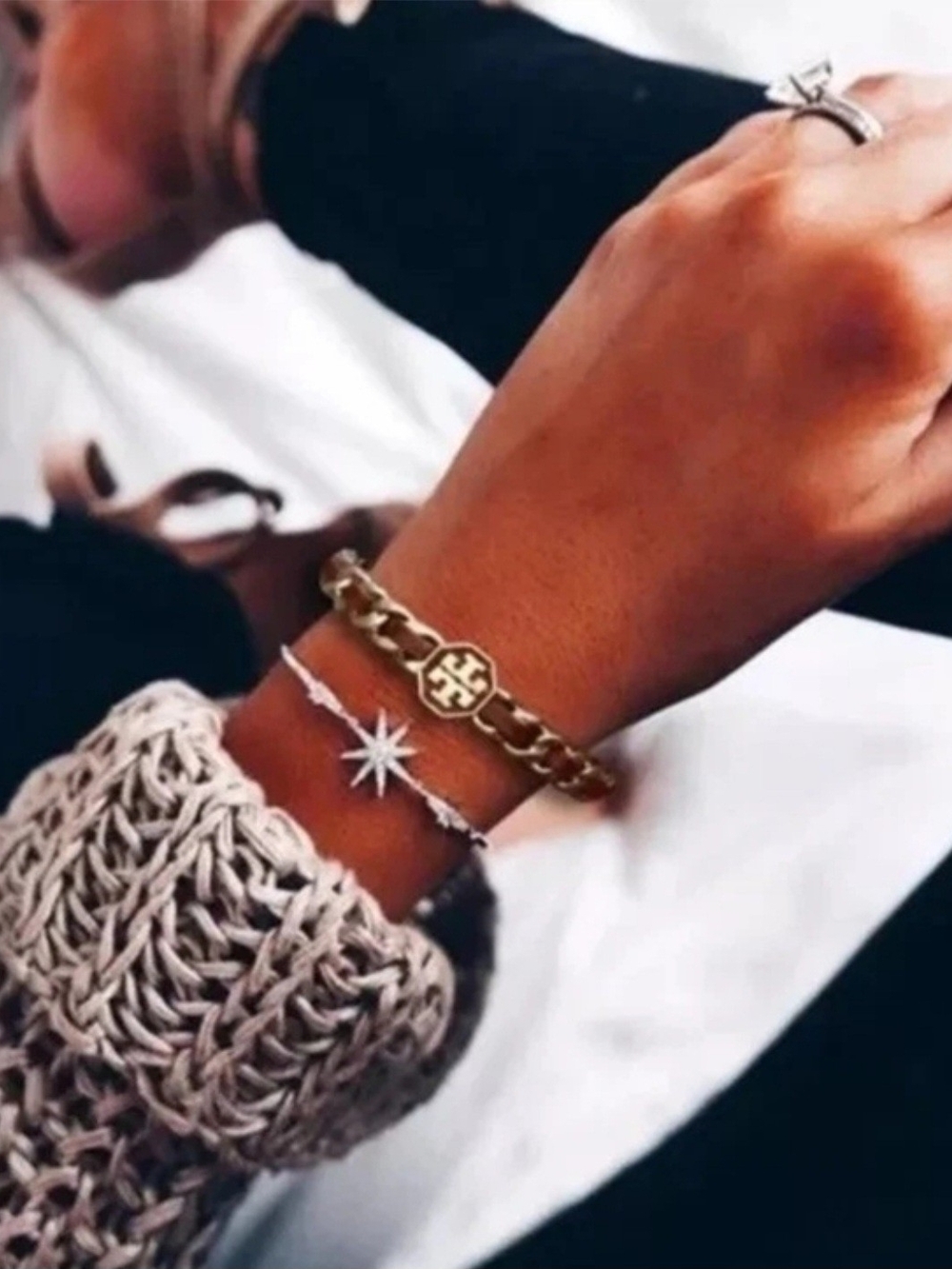 Tory Burch Woven Chain Bracelet | Black - Picture 5 of 9